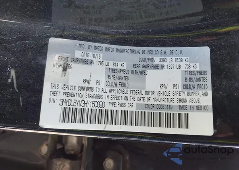 2017 Toyota Yaris Ia из США, поврежденный, VIN 3MYDLBYV3HY160090